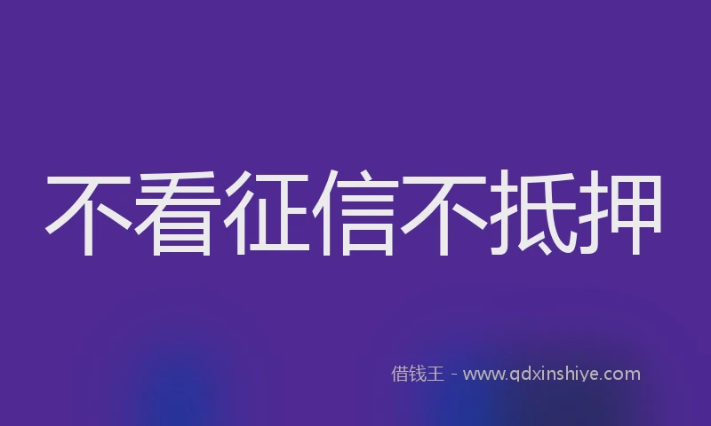 不看征信不抵押