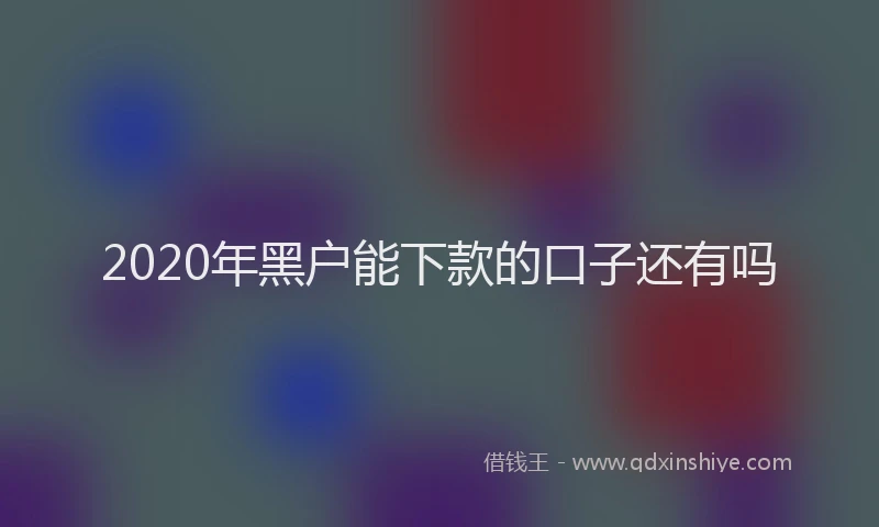 2020年黑户能下款的口子还有吗