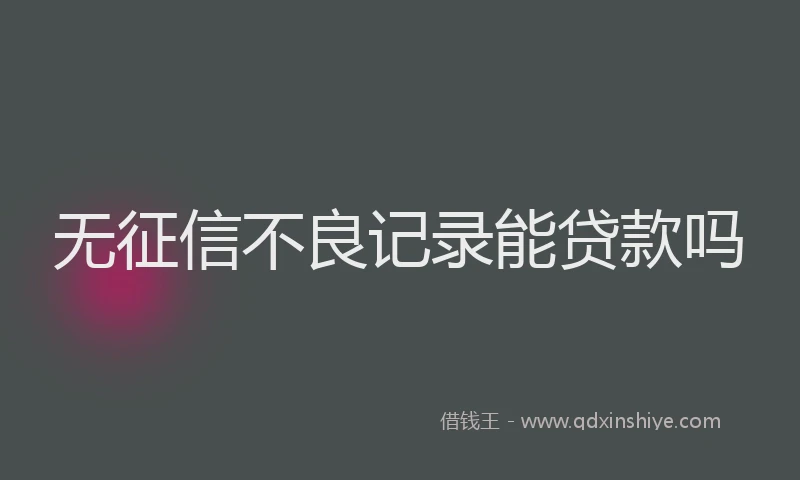 无征信不良记录能贷款吗