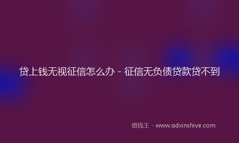 贷上钱无视征信怎么办 - 征信无负债贷款贷不到