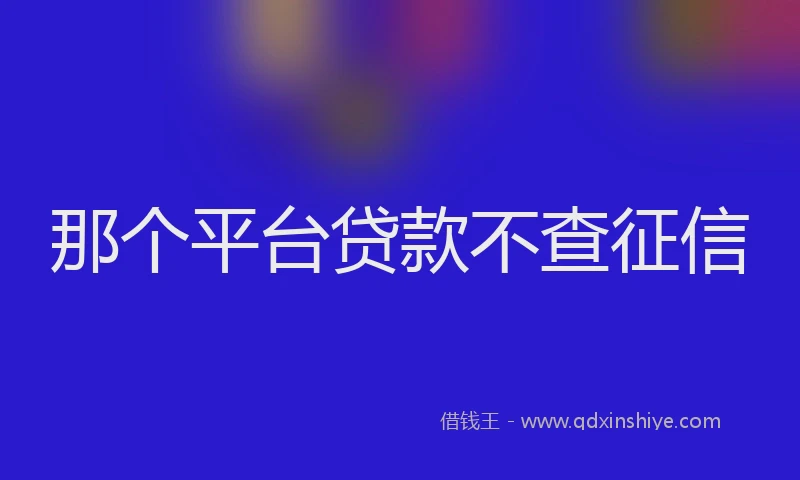 那个平台贷款不查征信