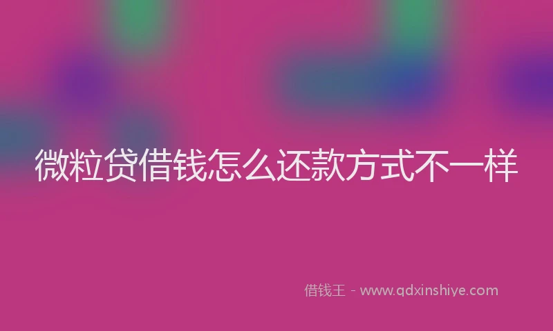 微粒贷借钱怎么还款方式不一样