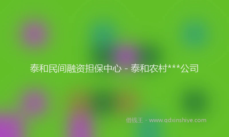 泰和民间融资担保中心 - 泰和农村***公司