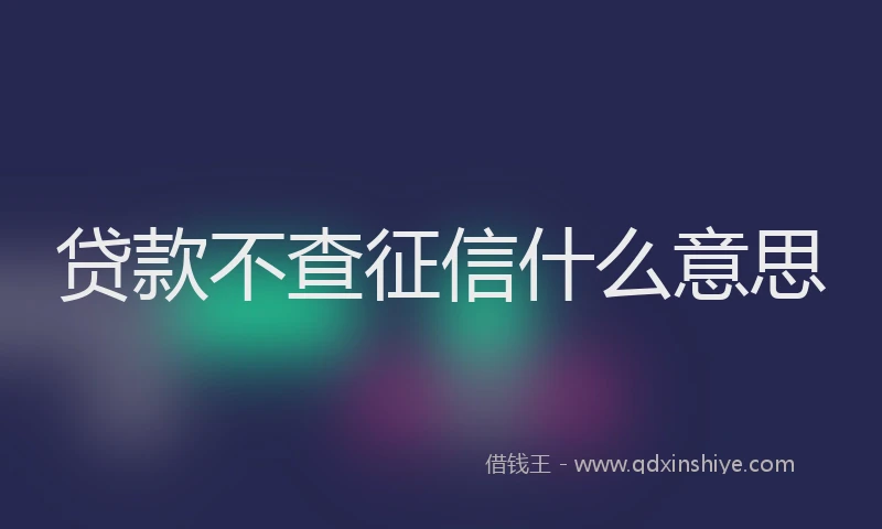 贷款不查征信什么意思