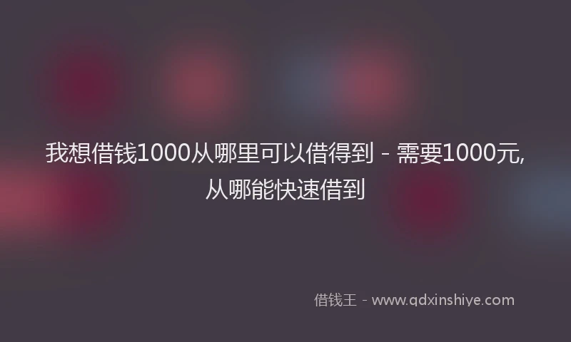 我想借钱1000从哪里可以借得到 - 需要1000元,从哪能快速借到