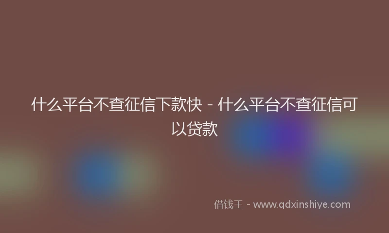 什么平台不查征信下款快 - 什么平台不查征信可以贷款