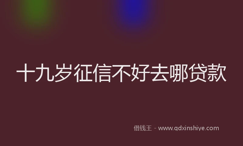 十九岁征信不好去哪贷款