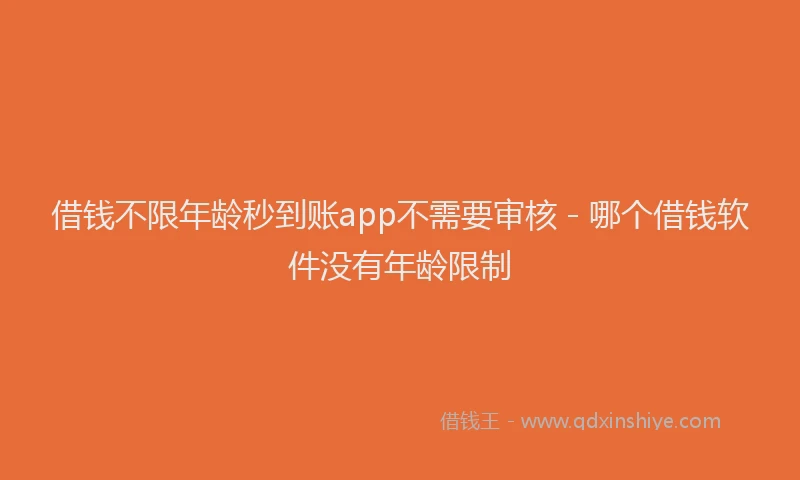 借钱不限年龄秒到账app不需要审核 - 哪个借钱软件没有年龄限制