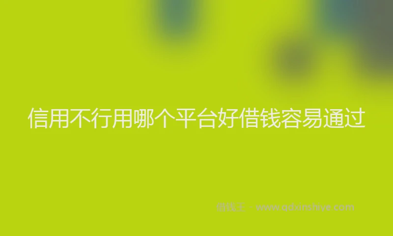 信用不行用哪个平台好借钱容易通过