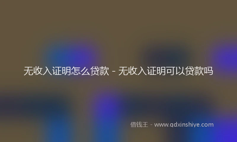 无收入证明怎么贷款 - 无收入证明可以贷款吗