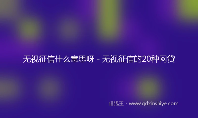 无视征信什么意思呀 - 无视征信的20种网贷