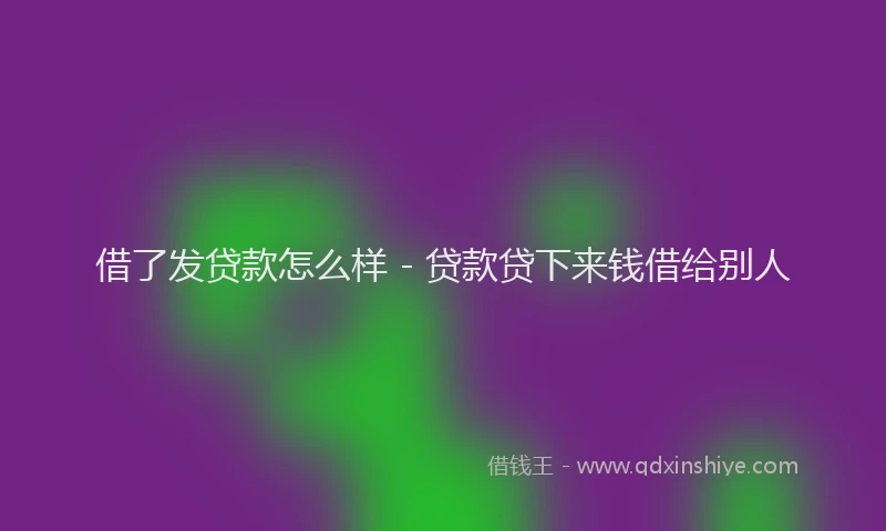 借了发贷款怎么样 - 贷款贷下来钱借给别人