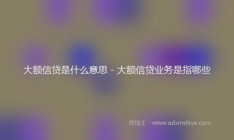 大额信贷是什么意思 - 大额信贷业务是指哪些