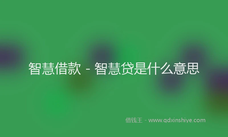 智慧借款 - 智慧贷是什么意思