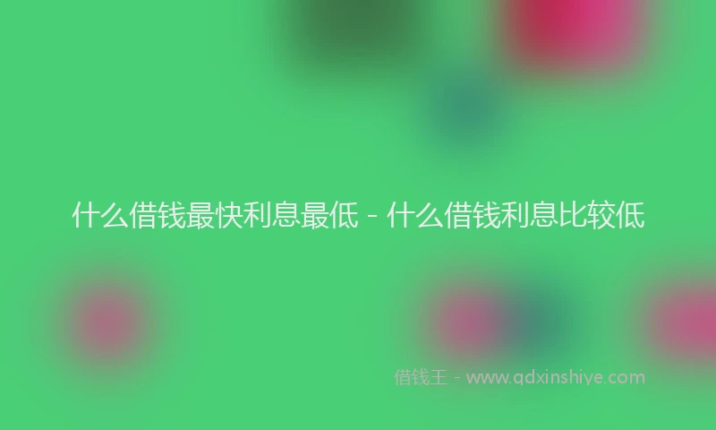 什么借钱最快利息最低 - 什么借钱利息比较低