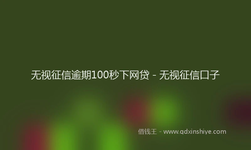 无视征信逾期100秒下网贷 - 无视征信口子