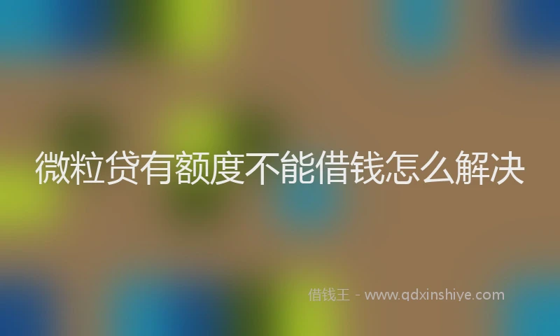 微粒贷有额度不能借钱怎么解决