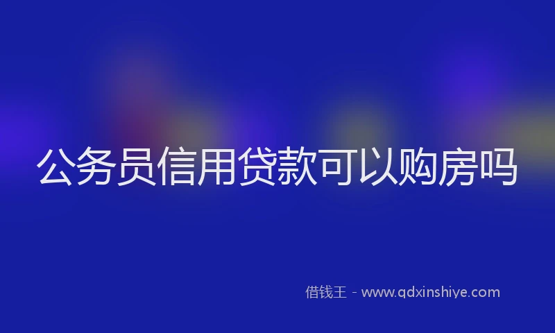 公务员信用贷款可以购房吗