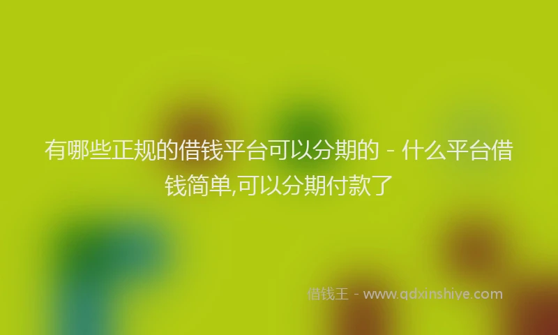 有哪些正规的借钱平台可以分期的 - 什么平台借钱简单,可以分期付款了