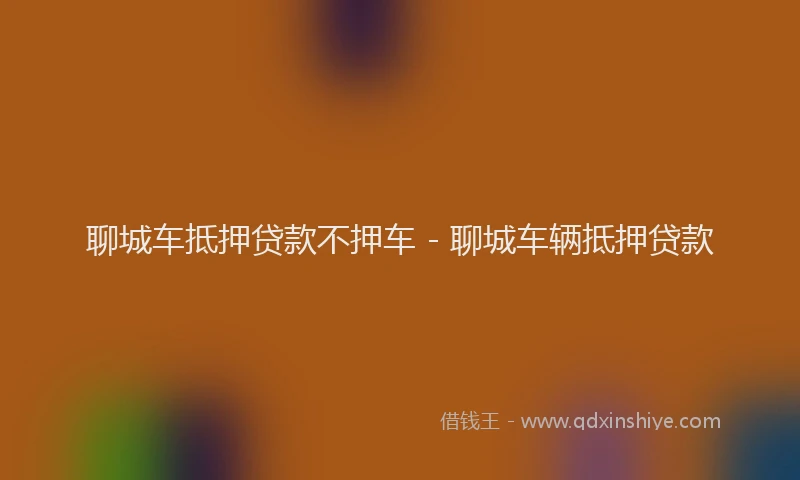 聊城车抵押贷款不押车 - 聊城车辆抵押贷款