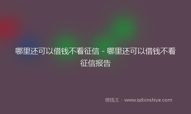 哪里还可以借钱不看征信 - 哪里还可以借钱不看征信报告
