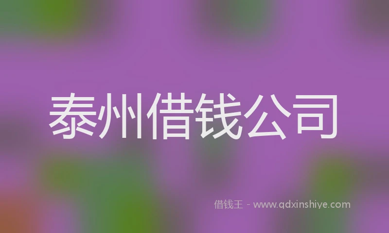 泰州借钱公司