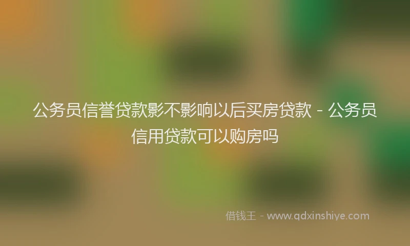 公务员信誉贷款影不影响以后买房贷款 - 公务员信用贷款可以购房吗