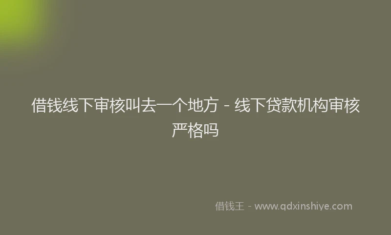 借钱线下审核叫去一个地方 - 线下贷款机构审核严格吗