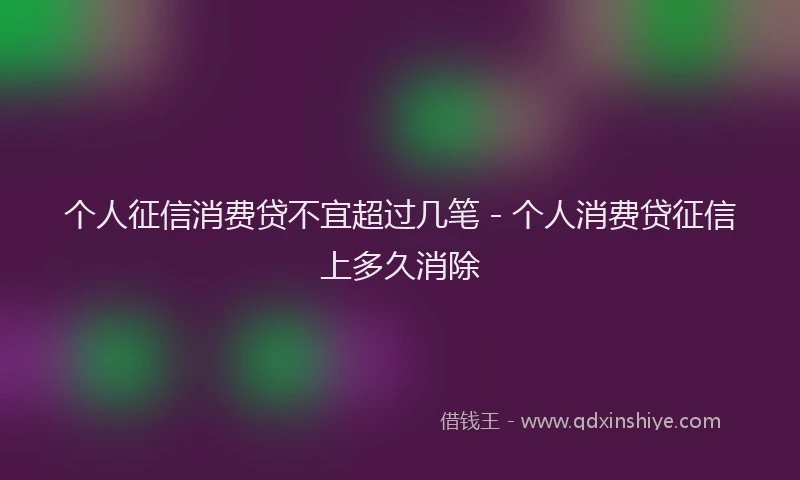 个人征信消费贷不宜超过几笔 - 个人消费贷征信上多久消除