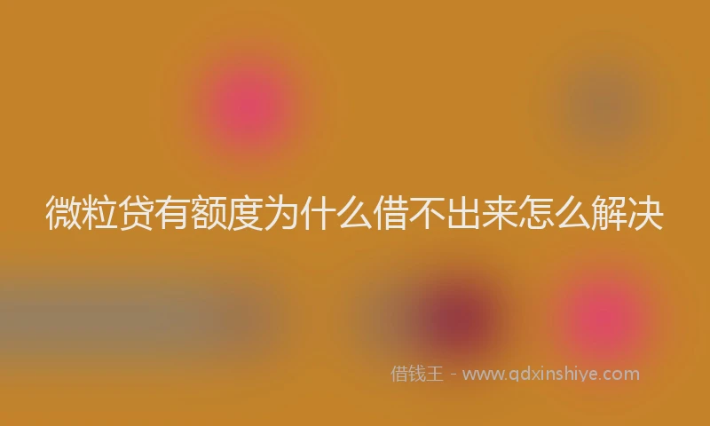 微粒贷有额度为什么借不出来怎么解决