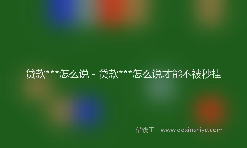 贷款***怎么说 - 贷款***怎么说才能不被秒挂