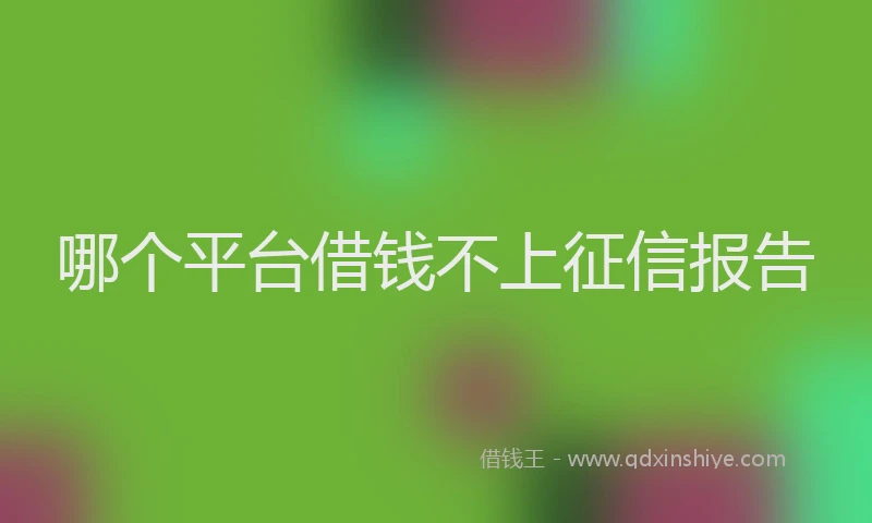哪个平台借钱不上征信报告