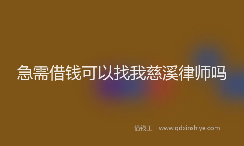 急需借钱可以找我慈溪律师吗