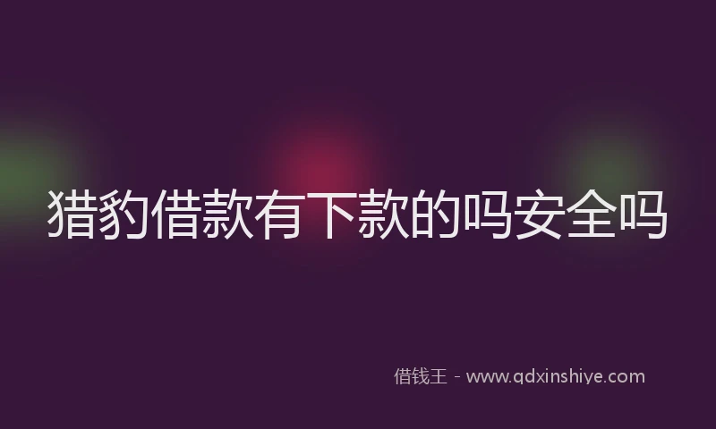猎豹借款有下款的吗安全吗
