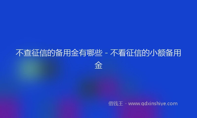 不查征信的备用金有哪些 - 不看征信的小额备用金