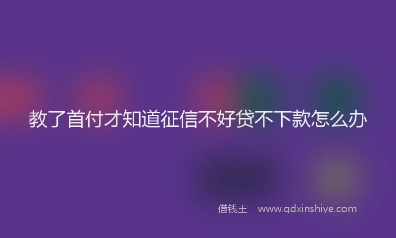 教了首付才知道征信不好贷不下款怎么办