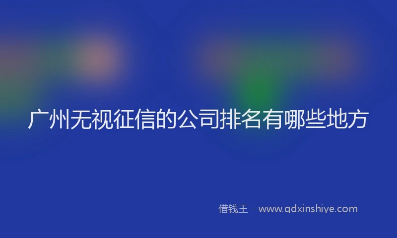 广州无视征信的公司排名有哪些地方