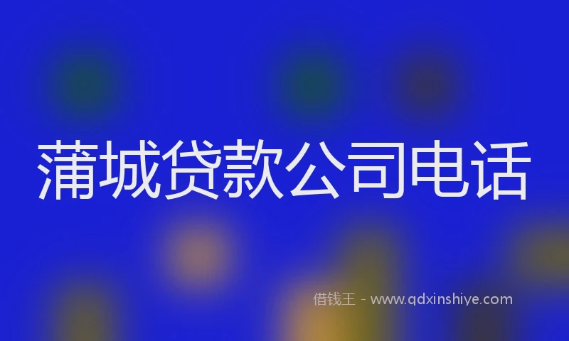 蒲城贷款公司电话