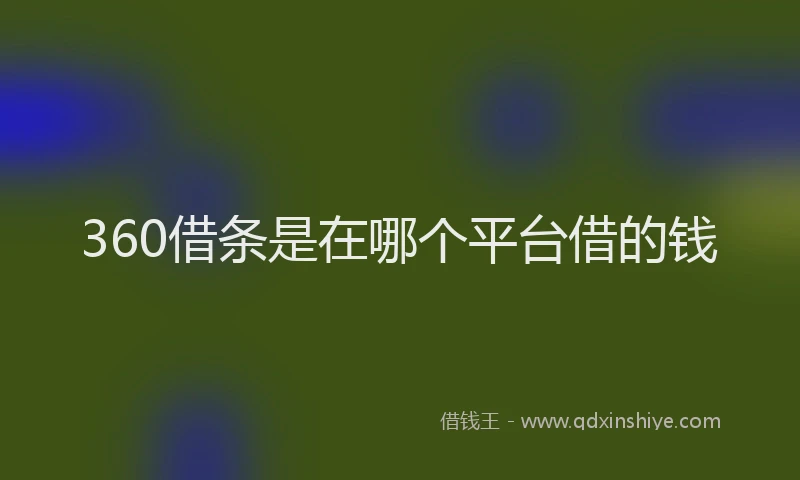 360借条是在哪个平台借的钱