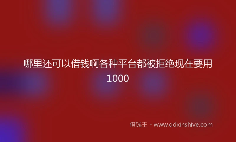 哪里还可以借钱啊各种平台都被拒绝现在要用1000