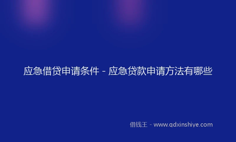 应急借贷申请条件 - 应急贷款申请方法有哪些