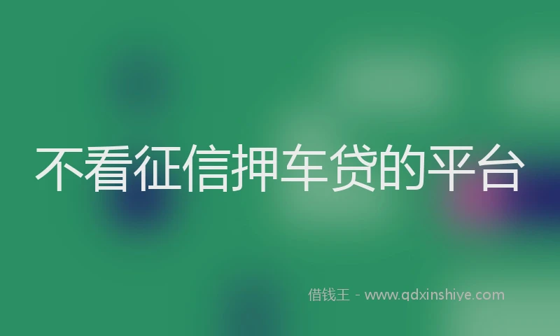 不看征信押车贷的平台