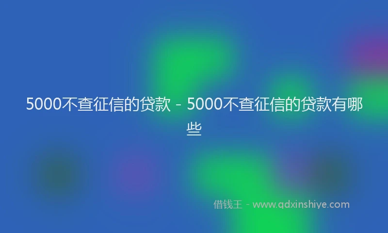 5000不查征信的贷款 - 5000不查征信的贷款有哪些