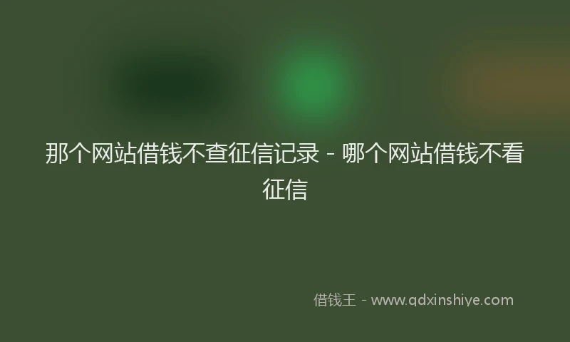 那个网站借钱不查征信记录 - 哪个网站借钱不看征信