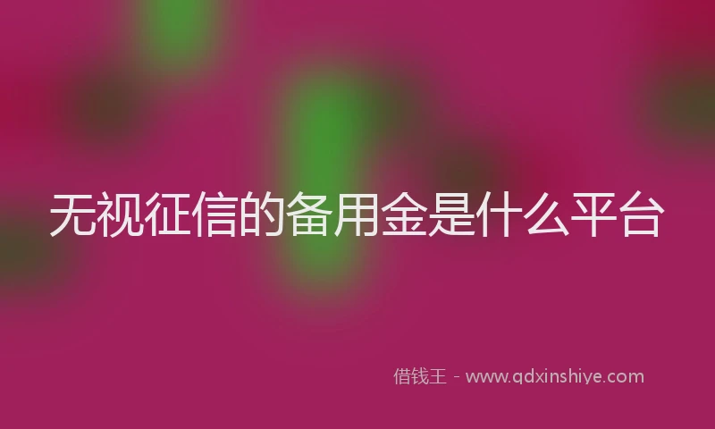 无视征信的备用金是什么平台