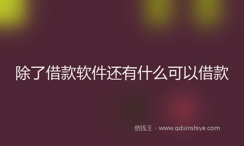 除了借款软件还有什么可以借款