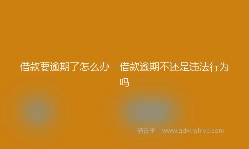 借款要逾期了怎么办 - 借款逾期不还是违法行为吗