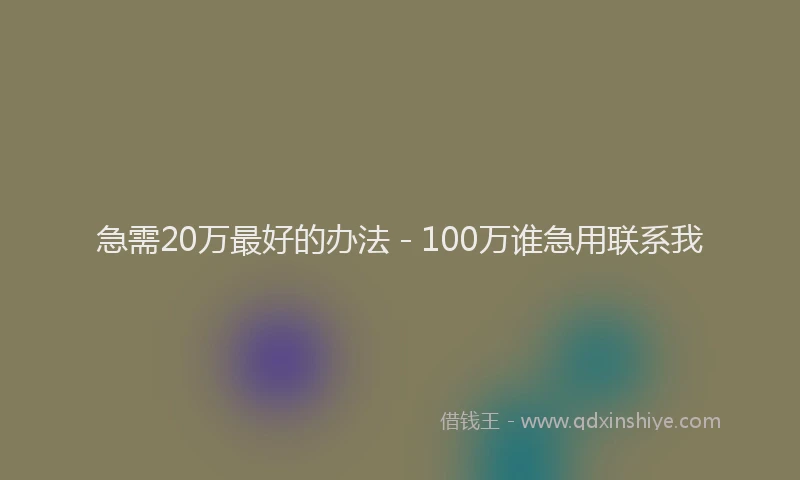 急需20万最好的办法 - 100万谁急用联系我