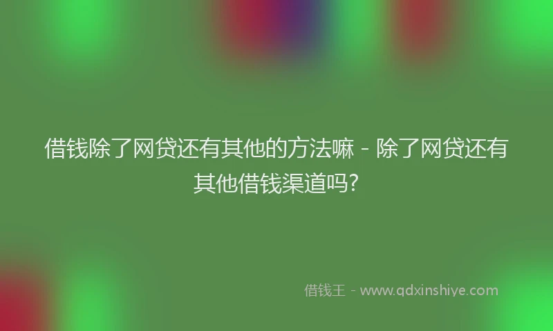 借钱除了网贷还有其他的方法嘛 - 除了网贷还有其他借钱渠道吗?