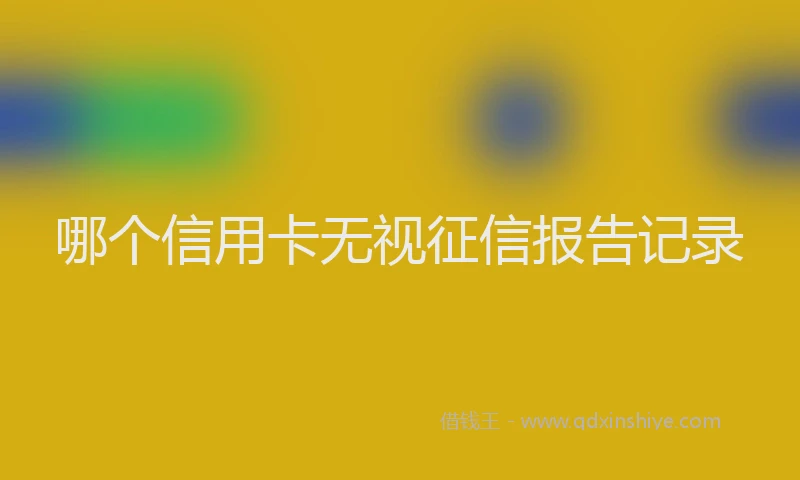 哪个信用卡无视征信报告记录
